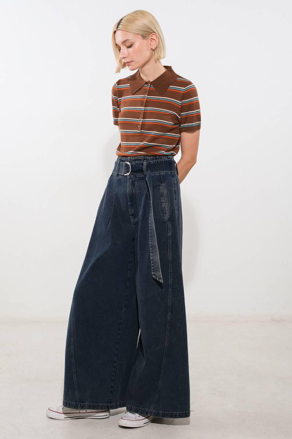 Flying Tomato Sail On By denim pants in indigo, showcasing relaxed fit and classic denim style with visible stitching and pockets.