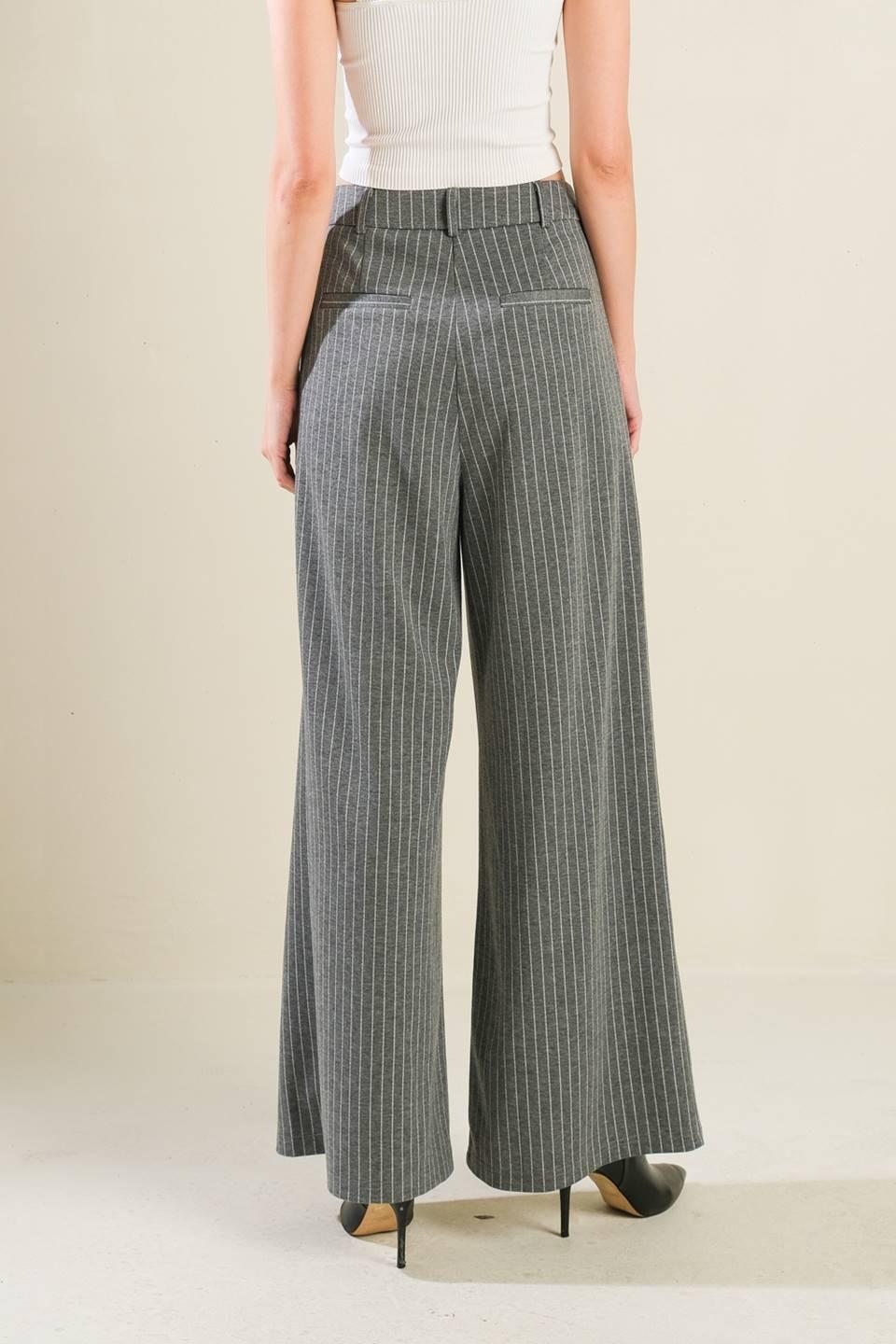 Flying Tomato Wanna Be Loved woven pants in grey and white with a relaxed fit and comfortable fabric, suitable for casual wear.