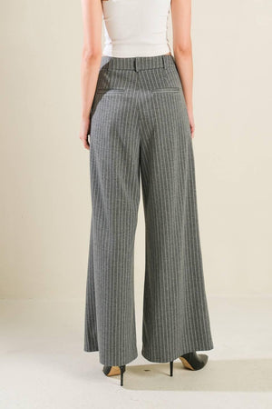 Flying Tomato Wanna Be Loved woven pants in grey and white with a relaxed fit and comfortable fabric, suitable for casual wear.