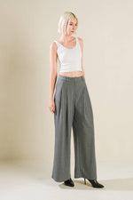 Flying Tomato Wanna Be Loved woven pants in grey and white with a relaxed fit and stylish pattern.