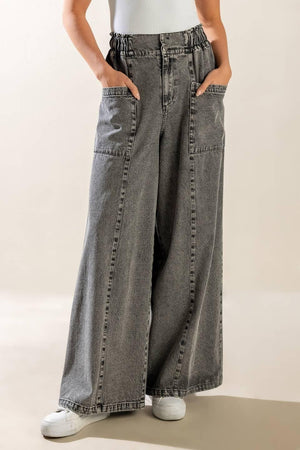 Flying Tomato exploring the city denim pants in grey denim, featuring a classic fit and stylish design.