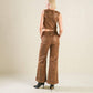 Flying Tomato gift from love leather pants in brown, stylish and fitted pants with a sleek leather finish.