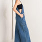 LET ME TALK DENIM CARGO JUMPSUIT