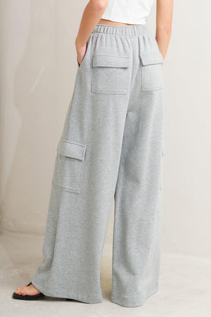 Flying Tomato Cross Your Mind Knit Pants in heather grey, cozy knit fabric with a relaxed fit and stylish design.