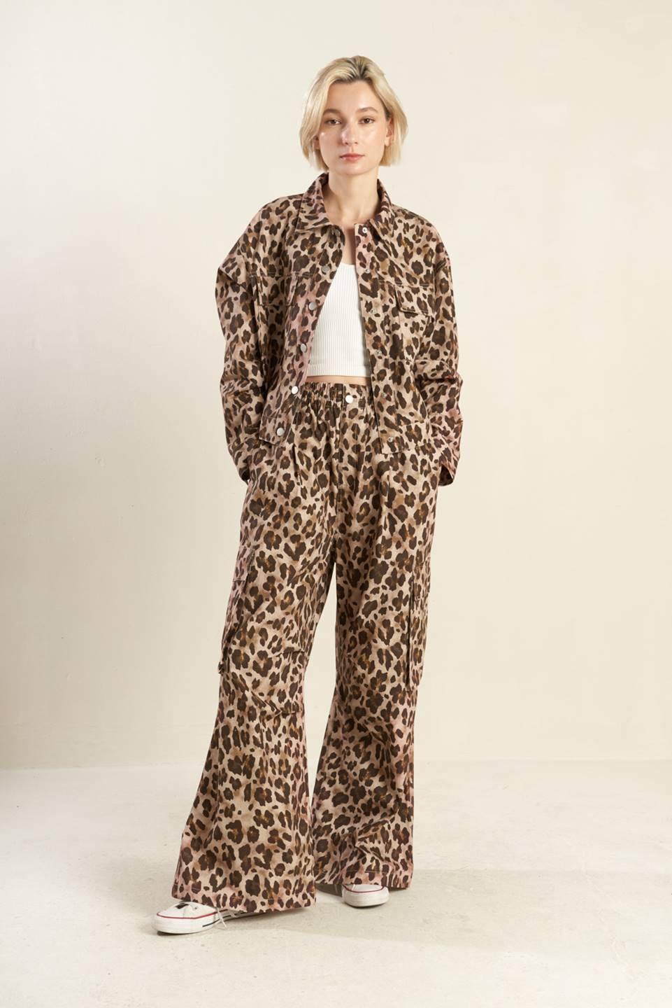 Flying Tomato Navigating Life woven pants in taupe brown, showcasing relaxed fit and textured fabric.