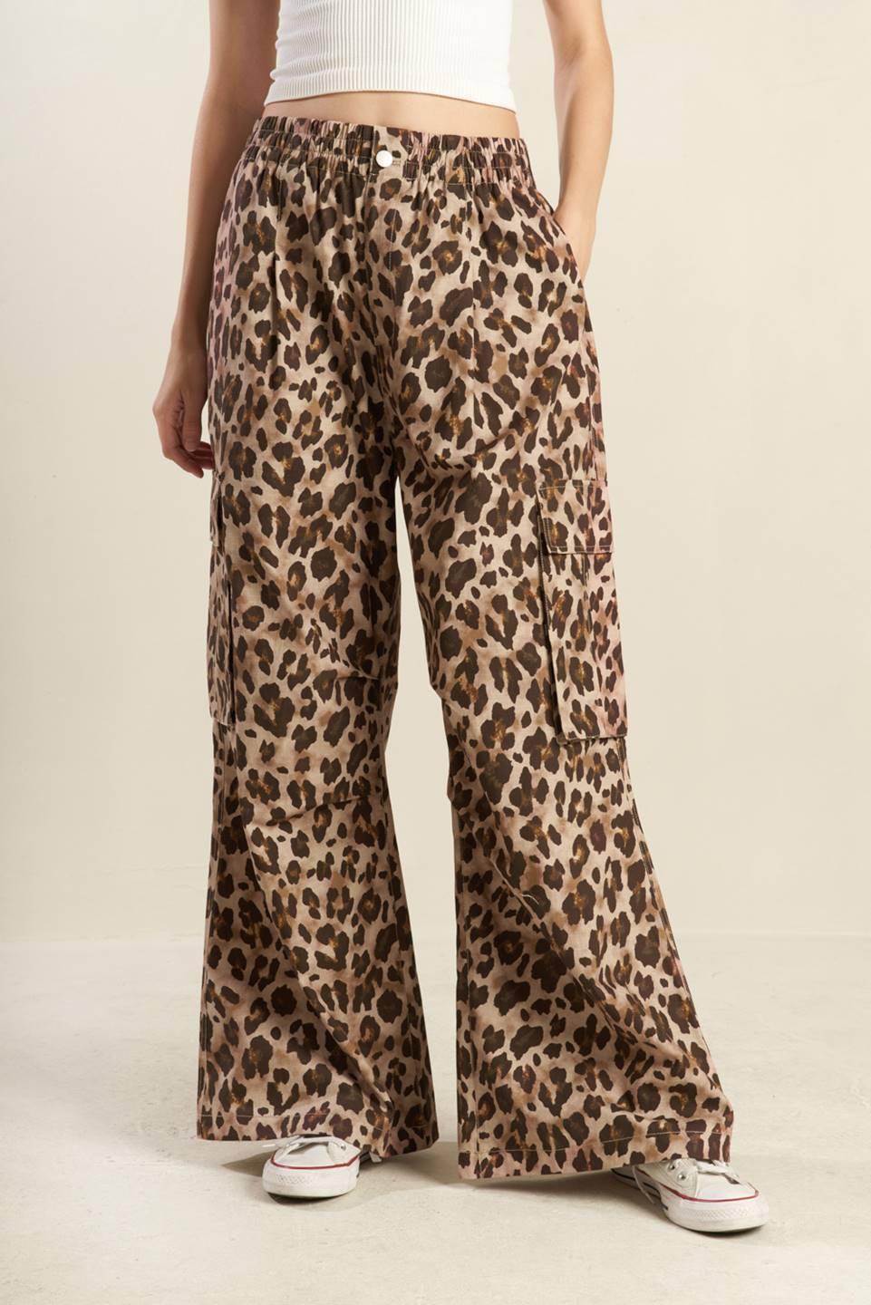Flying Tomato Navigating Life woven pants in taupe brown with a relaxed fit and textured fabric, displayed on a hanger.