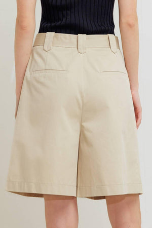 Flying Tomato Modern Voyager woven Bermuda shorts in taupe, showcasing the stylish, casual design and comfortable fit.