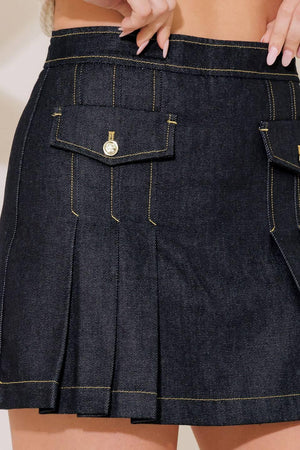 Flying Tomato Indigo Denim Skort, fresh pick casual shorts with a stylish denim design and comfortable fit.