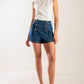 Flying Tomato denim shorts featuring a classic driving-in movie print, perfect for casual summer wear.