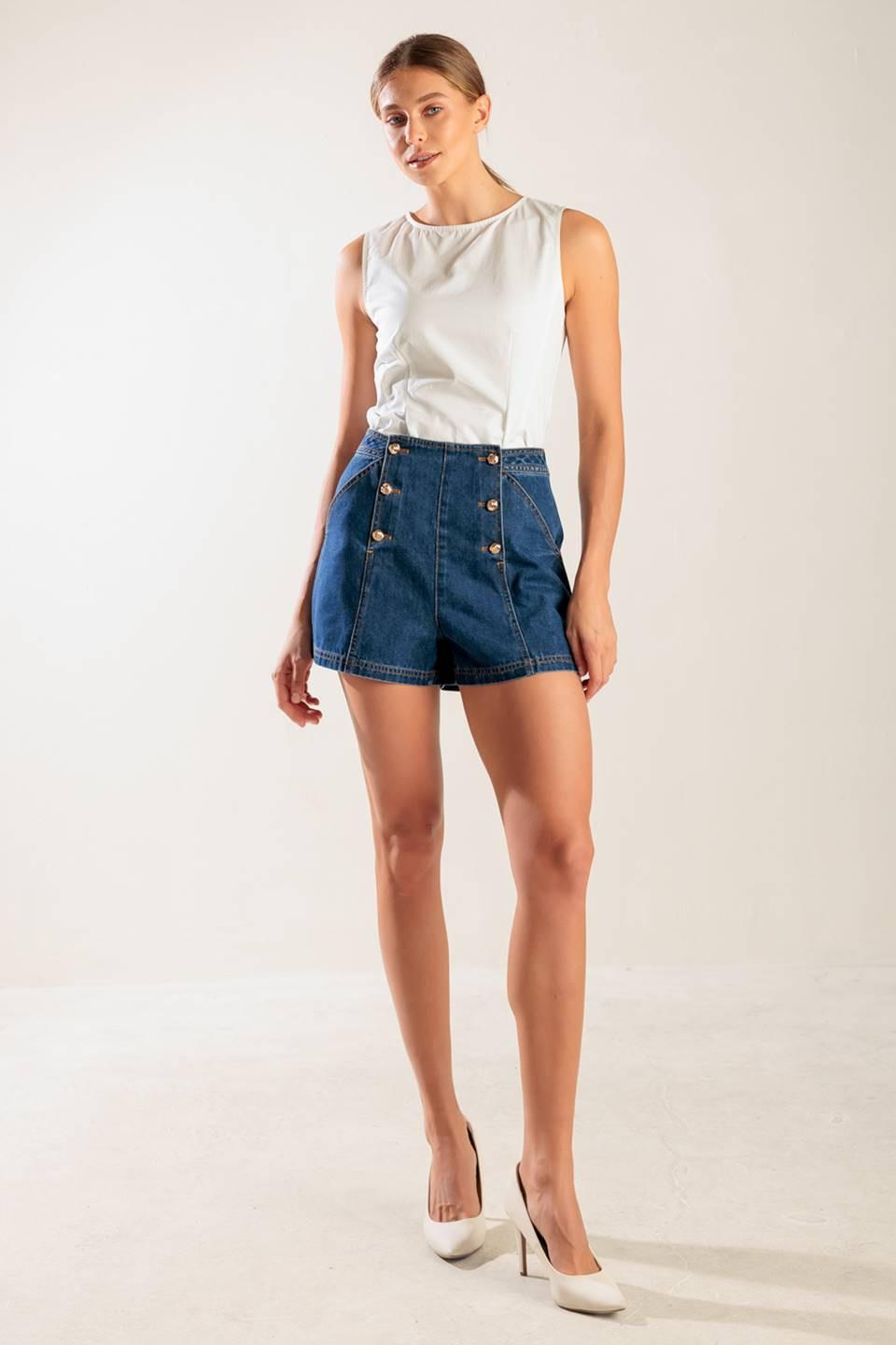 Flying Tomato denim shorts featuring a classic driving-in movie print, perfect for casual summer wear.