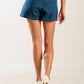 Flying Tomato drive-in movie denim shorts in indigo denim, casual fit with rolled hems, perfect for summer outings and relaxed style.