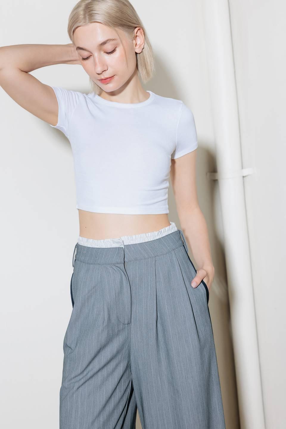Flying Tomato smile bright grey woven pants, casual pants for women with comfortable woven fabric and relaxed fit.