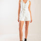 TAKE THE LEAD WHITE WOVEN ROMPER