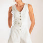 TAKE THE LEAD WHITE WOVEN ROMPER