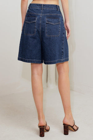 Flying Tomato coffee petal denim shorts with distressed details and frayed hem, casual summer style for women.