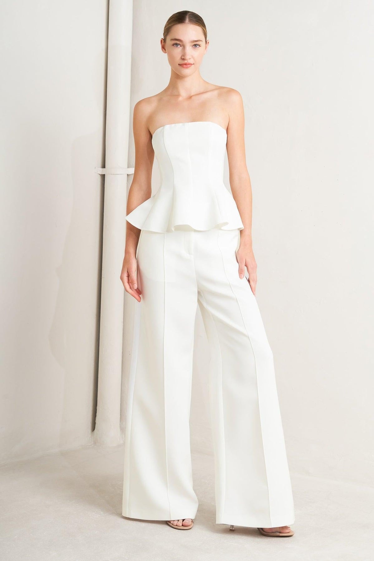 Flying Tomato Bright Moments woven pants in white, featuring a stylish, comfortable design with intricate woven details.