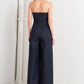 LE BONHEUR V CUT VOW DENIM JUMPSUIT