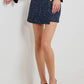 Flying Tomato Parisian Navy Tweed Skort shorts with a tailored, textured navy tweed fabric and structured design.
