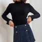 Flying Tomato Parisian Navy Tweed Skort shorts with a tailored fit, featuring navy tweed fabric and a stylish, modern design.