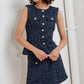 Flying Tomato Parisian Navy Tweed Skort, navy tweed shorts with a tailored design, back and front details visible in the image.