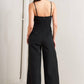 PRISTINE EDGE BLACK WOVEN JUMPSUIT