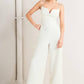 PRISTINE EDGE OFF WHITE WOVEN JUMPSUIT