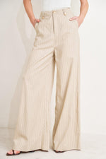 Flying Tomato woven pants in taupe and black, tailored with a sleek, professional fit perfect for office or casual wear.
