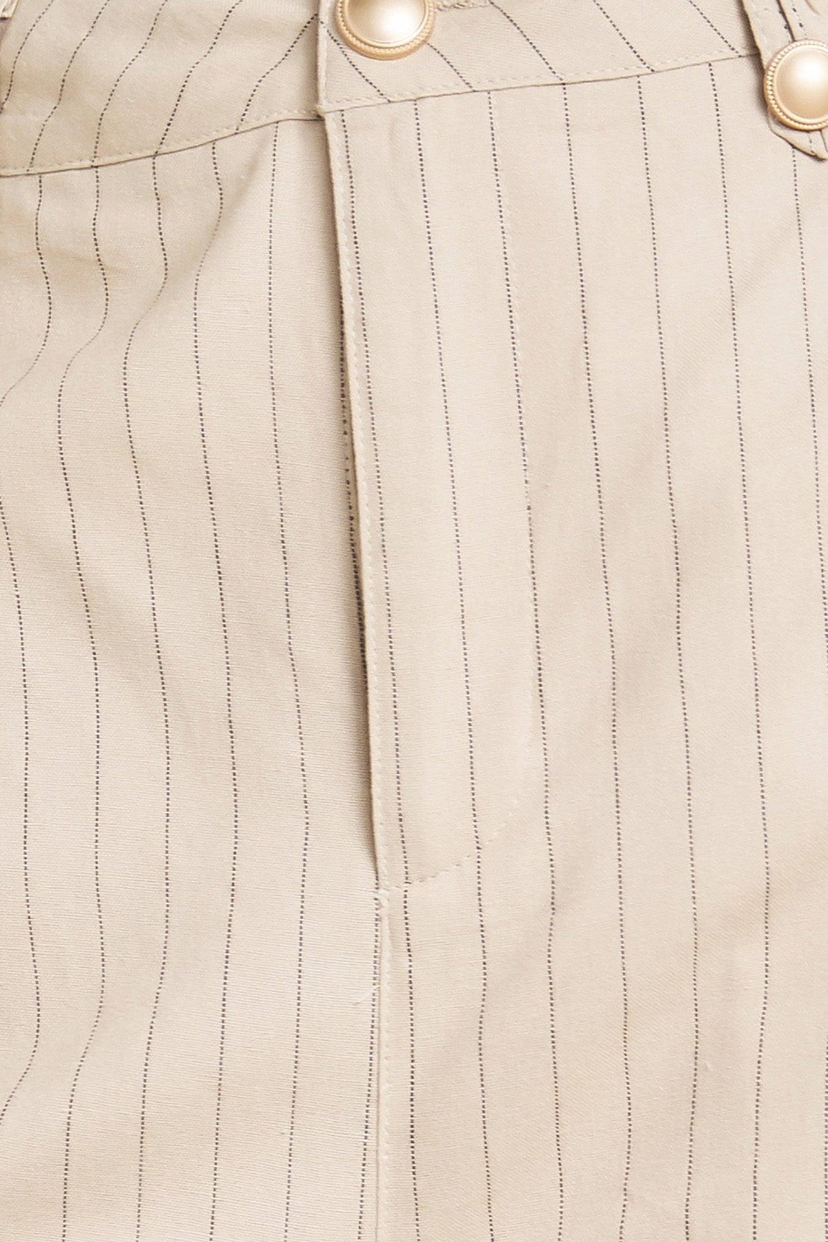 Flying Tomato The Boardroom Edit woven pants in taupe and black, tailored with a relaxed fit and side pockets.
