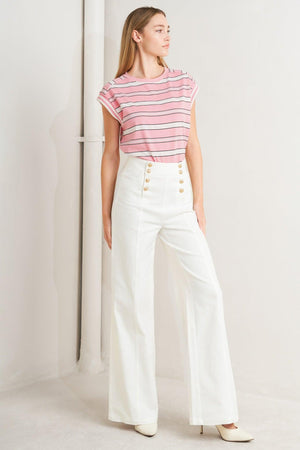 Flying Tomato Moon Deck woven pants in white, featuring a relaxed fit and woven fabric for casual comfort.