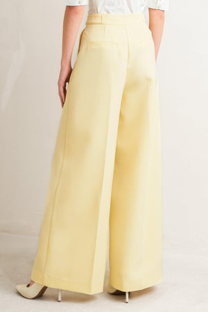 Yellow woven pants from Flying Tomato's Sunshine Dream collection, featuring a relaxed fit and stylish 7/8 length design.