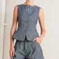 Flying Tomato confidently cool tailored woven shorts in light indigo, featuring a relaxed fit and detailed stitching.