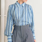 Flying Tomato confidently cool tailored woven shorts in light indigo, featuring a fitted design and casual style.