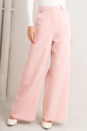 Flying Tomato Elevated Classic Woven Pants in pink, showing the front view with a relaxed fit and woven fabric texture.