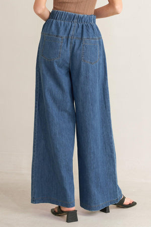 Flying Tomato Pacific Breeze denim pants in indigo, showcasing the slim-fit design and classic five-pocket style.