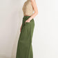 Flying Tomato daylight groove woven pants in olive color, casual pants with a relaxed fit and woven texture.