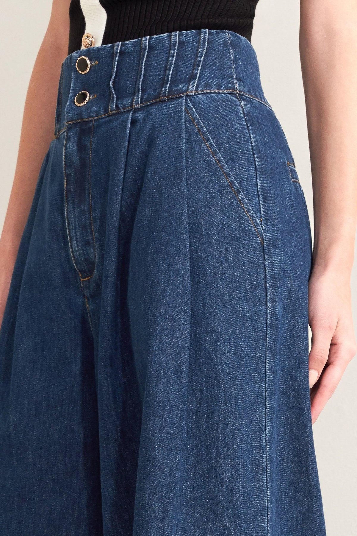 Flying Tomato Ocean Drive wide denim pants in indigo, showcasing relaxed fit and classic denim styling.