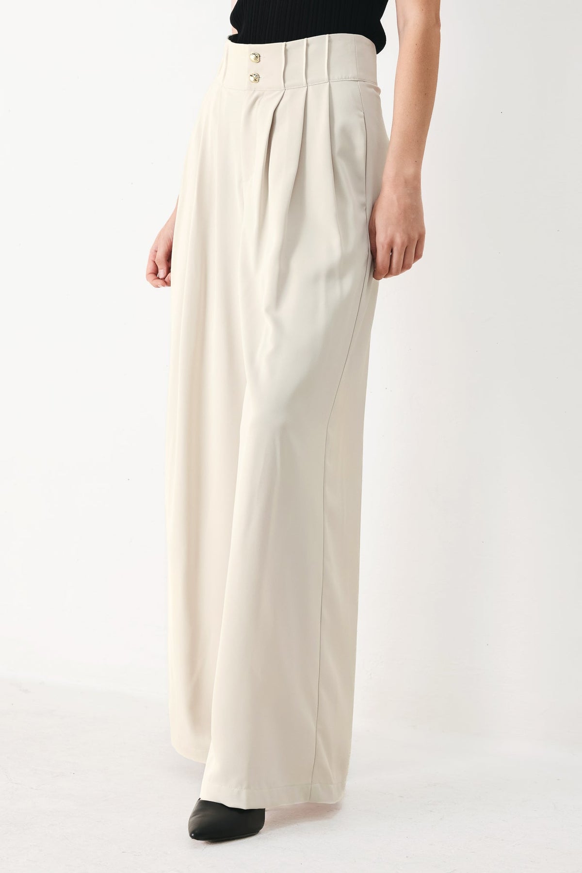 Flying Tomato modern minimal woven pants in neutral color, featuring a sleek, tailored fit with clean lines and subtle texture.