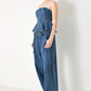 Flying Tomato blue oversized denim pants with a relaxed fit, featuring classic five-pocket design and indigo wash.