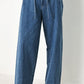 Flying Tomato blue oversized denim pants with a relaxed fit, featuring classic denim details and a stylish, casual design.