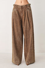 Vintage brown denim pants by Flying Tomato, showcasing classic fit and detailed stitching on a casual style.