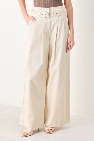 Flying Tomato Vela Wide Woven Pants in ecru, featuring a relaxed fit and lightweight woven fabric for comfortable style.