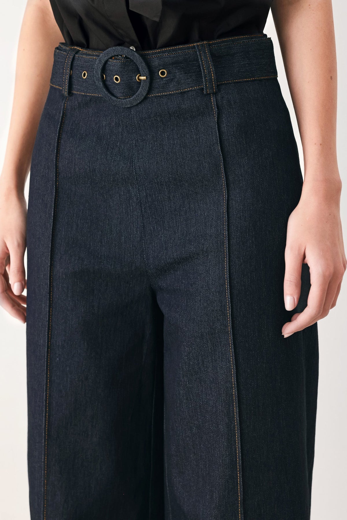 Flying Tomato Urban Stitch dark denim pants showing a slim fit design with classic five-pocket style.