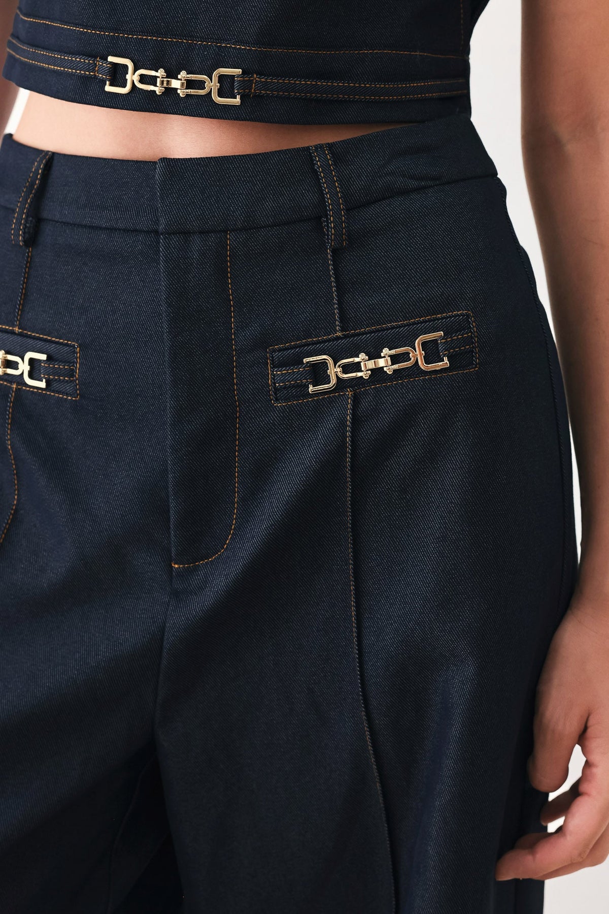 Flying Tomato Yacht Club woven wide-leg pants in indigo, showcasing relaxed fit and woven fabric design.