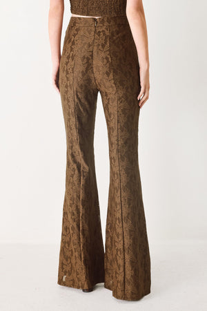 Flying Tomato Moonlight Boho woven pants in brown with a relaxed fit and intricate woven design.