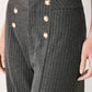 Charcoal and white pinstripe woven pants by Flying Tomato, modern design with tailored fit and stylish detail.