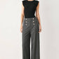 Flying Tomato modern pinstripe woven pants in charcoal and white, featuring a tailored fit and classic pinstripe pattern.