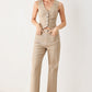 Flying Tomato Portofino woven pants in taupe, casual pants with a textured woven fabric and relaxed fit.