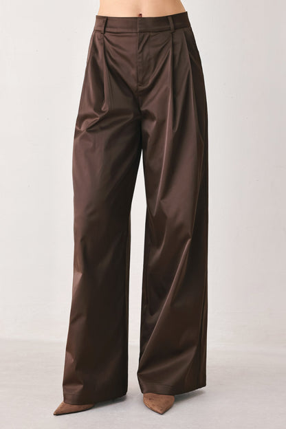 Brown relaxed-fit woven pants from Flying Tomato featuring a comfortable, casual style and a relaxed silhouette.