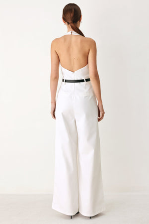 PRETTY MOMENT HALTER WOVEN JUMPSUIT