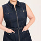 SLEEVELESS WORKWEAR DENIM JUMPSUIT